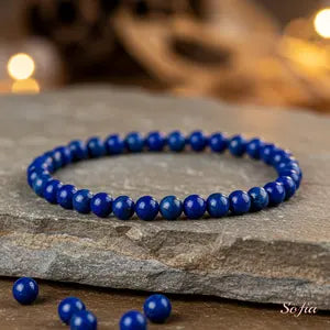 Blue Friendship Bracelet Lapis Lazuli Stone Beaded Bracelet Lapis Gemstone Stretch Healing Bracelet Boho Style Gift