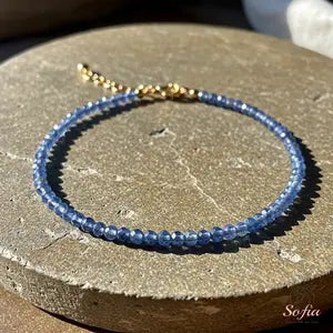 Natural Kyanite Stone Bracelet Blue Crystal Dainty Bracelet Delicate Gemstone Healing Bracelet Minimalist